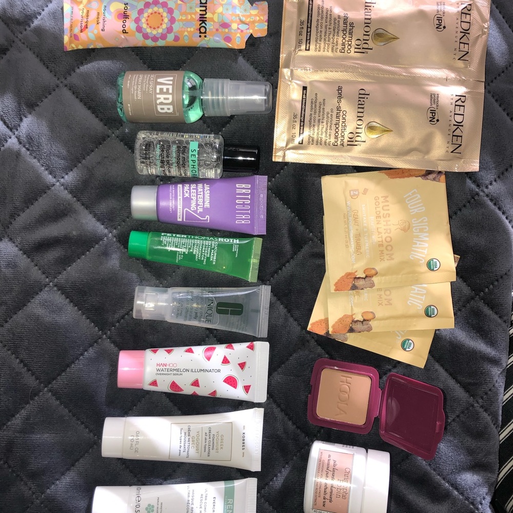 Samples from sephora, bitchbox, and ipsy